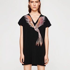 ZARA printed rubberized dress with bird print🦋
